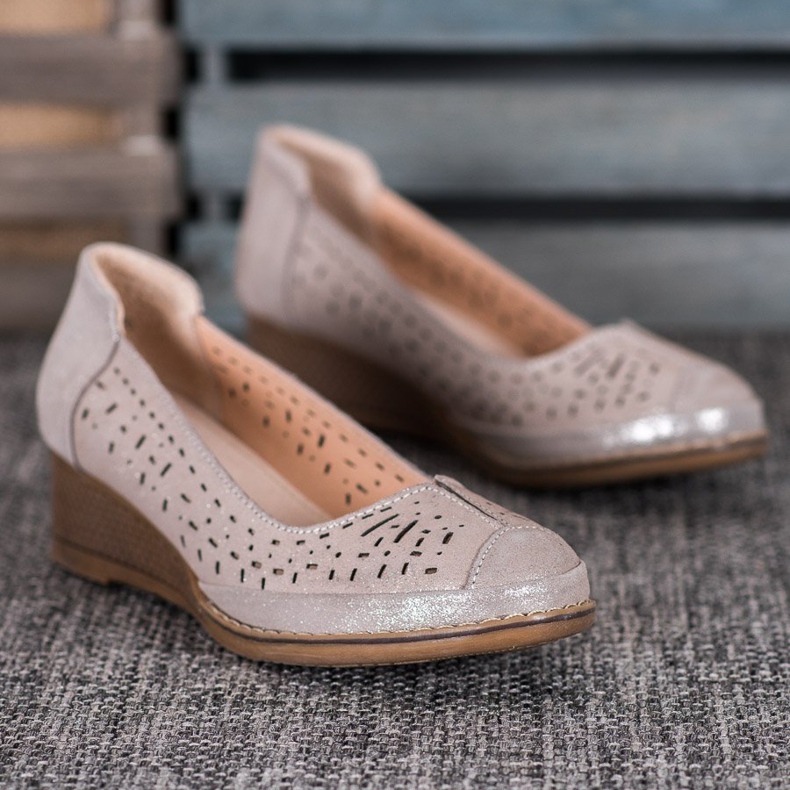 Filippo Pompe din piele cu sclipici maro galben 1