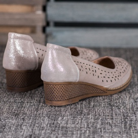 Filippo Pompe din piele cu sclipici maro galben 2