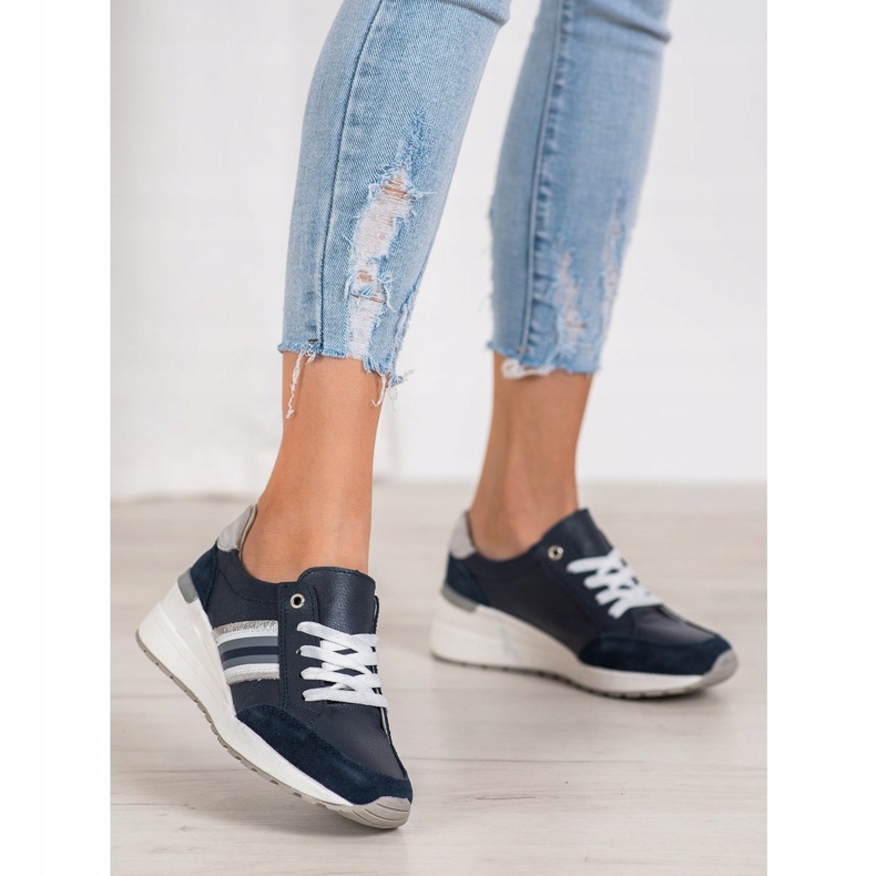 Filippo Pantofi sport din piele albastru marin multicolor 1