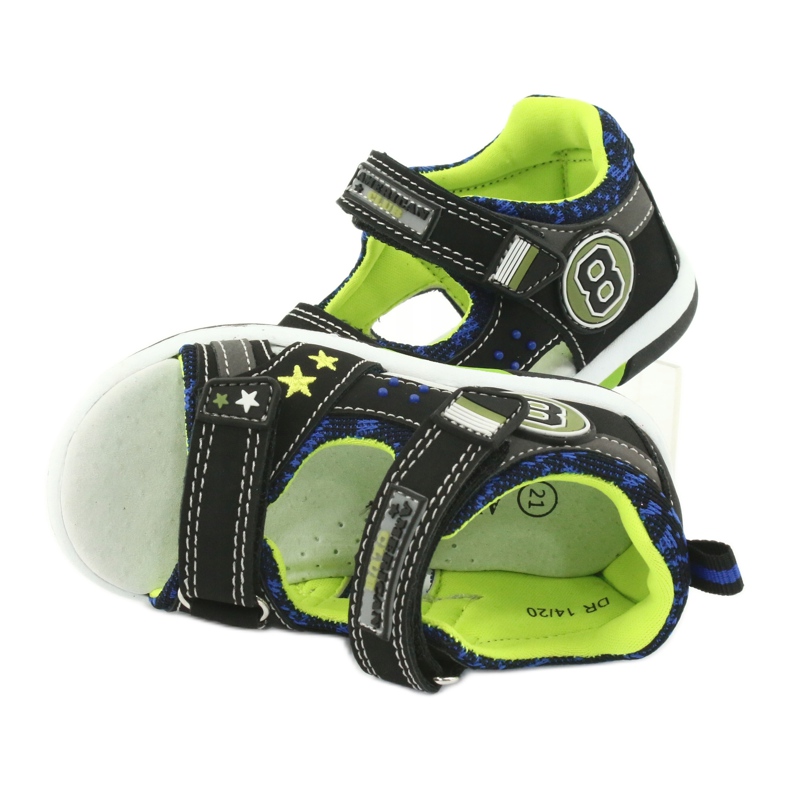 American Club Sandale Insert din piele decorată cu opt și stele DR14/20 Negru și Verde 5