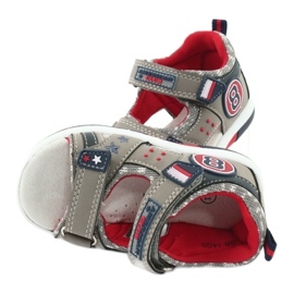 American Club Sandale pentru băieți din piele de piele-opt și stele gri-roșu DR14/20 4