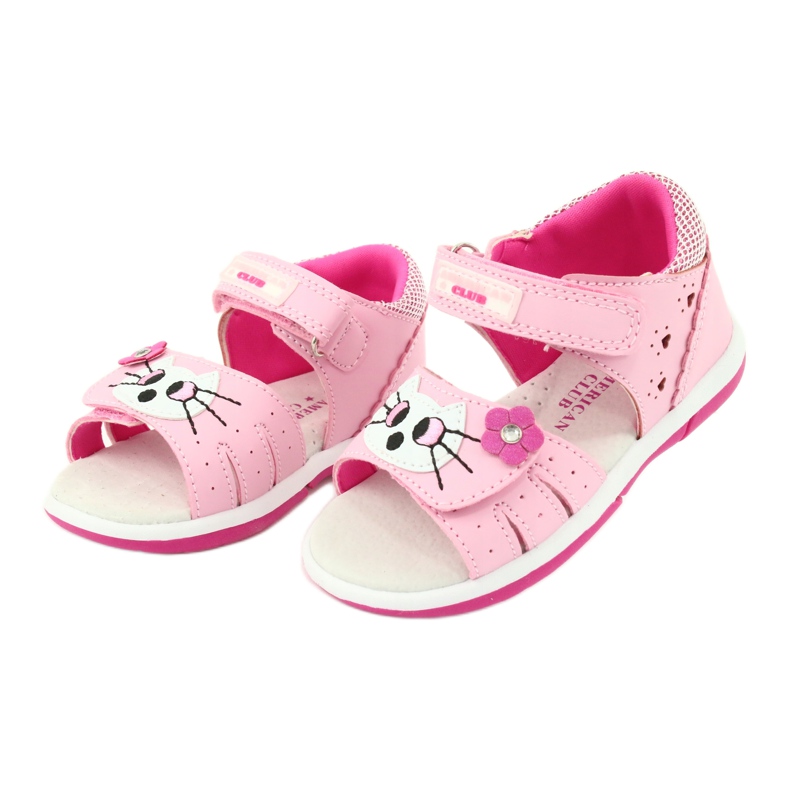 American Club American DR22/20 Sandals Girls 'Pink Kitty roz 1