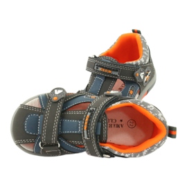 Sandale băieți cu velcro American Club DR09 / 20 albastru portocale gri 4 Sandale băieți cu velcro American Club DR09 / 20 albastru portocale gri 4