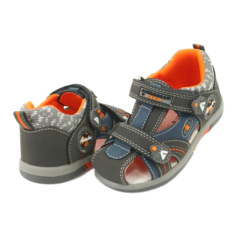 Sandale băieți cu velcro American Club DR09 / 20 albastru portocale gri 2 Sandale băieți cu velcro American Club DR09 / 20 albastru portocale gri 2