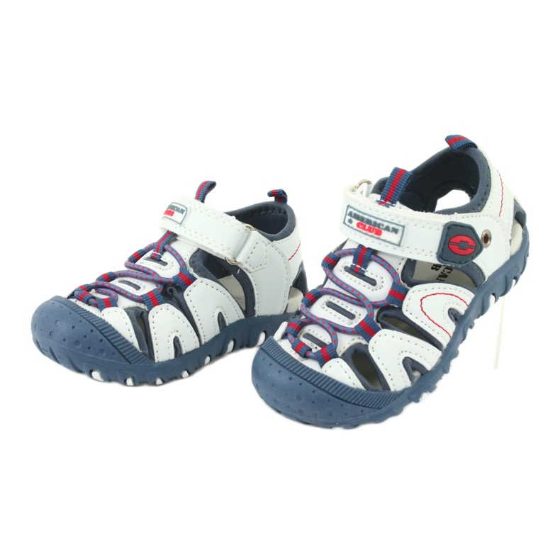 Sandale cu velcro American Club DR08 / 20 pentru băieți alb roșu albastru 1 Sandale cu velcro American Club DR08 / 20 pentru băieți alb roșu albastru 1