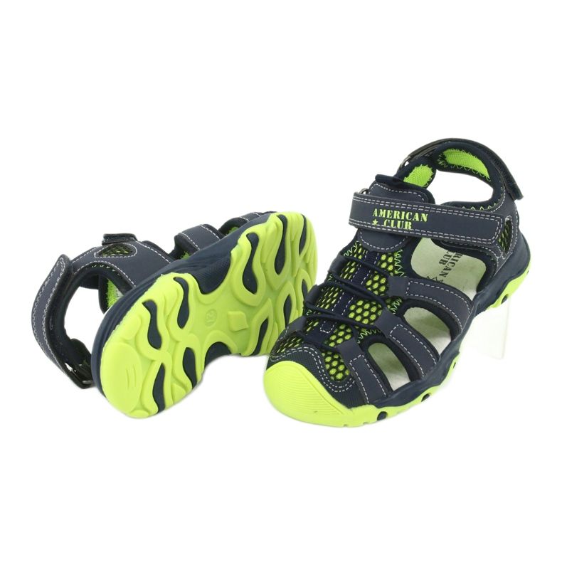 Sandale din piele American Club XD06 / 20 bleumarin albastru marin verde 3