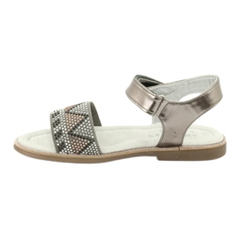 American Club Sandale pentru fete Sandals Silver Metallic Insert cu paiete GC07/20 argint 1