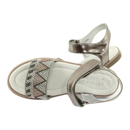 American Club Sandale pentru fete Sandals Silver Metallic Insert cu paiete GC07/20 argint 4