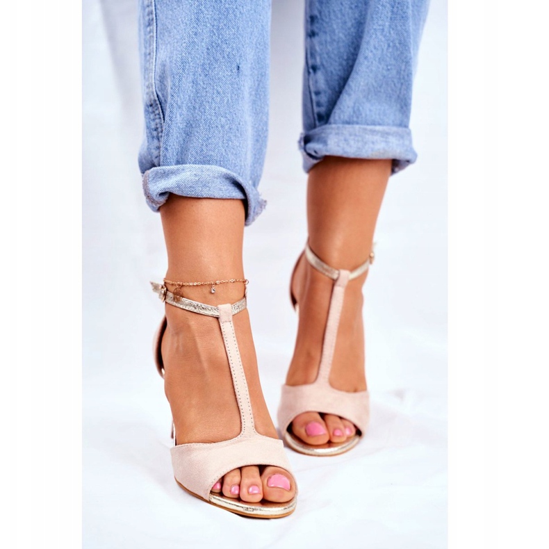 S.Barski Sandale pentru femei cu toc înalt Bej 280-58 Move On Me 2