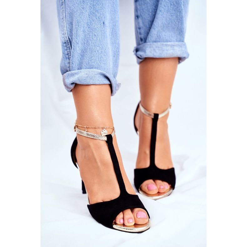 S.Barski Sandale de damă pe toc înalt Negru 280-58 Move On Me 2