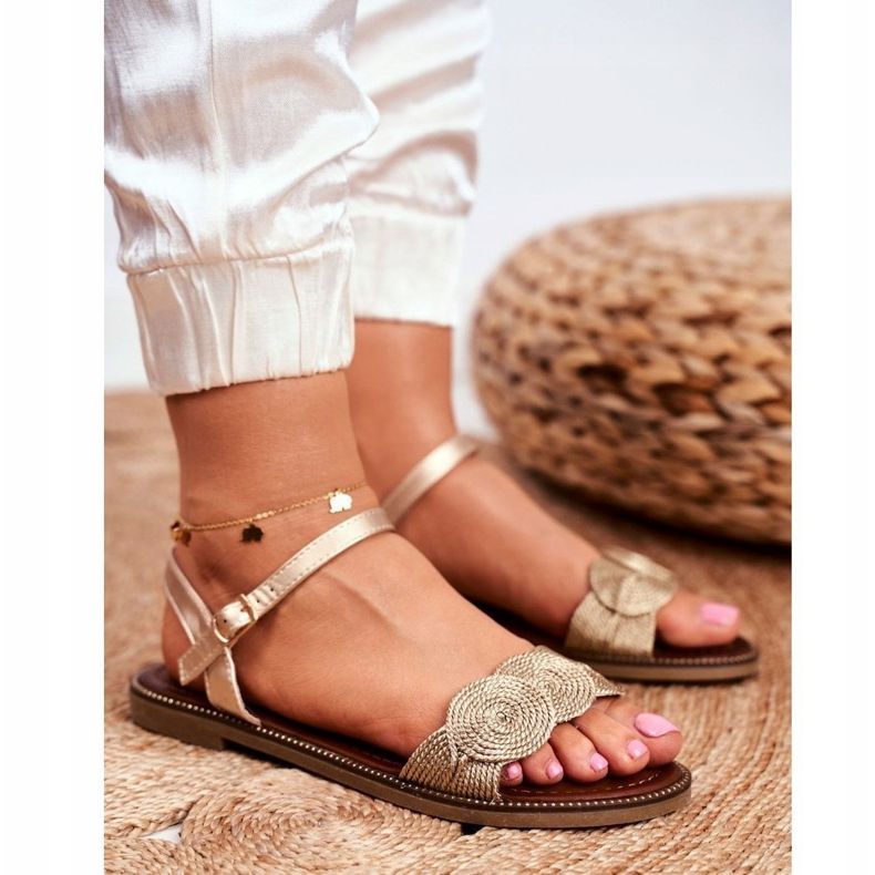 S.Barski Sandale pentru femei Flat Gold Barski Humanity de aur 1