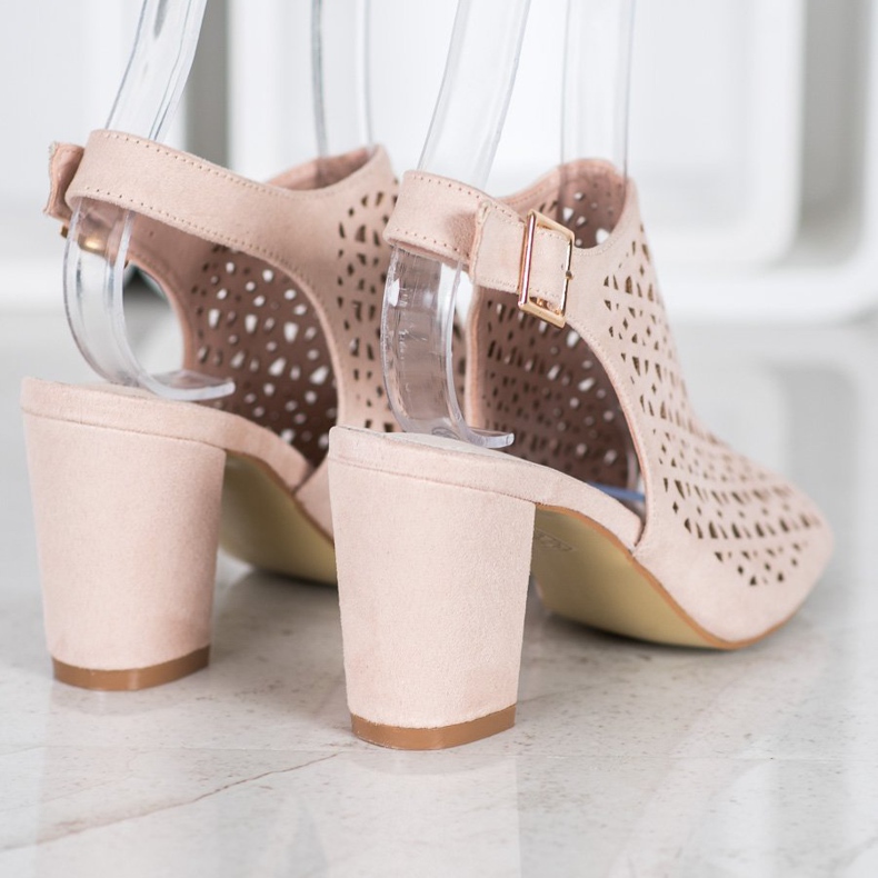 Goodin Sandale ajurate cu piele de căprioară maro 1