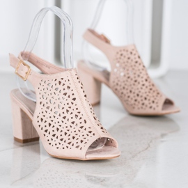 Goodin Sandale ajurate cu piele de căprioară maro 2