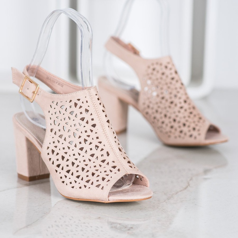 Goodin Sandale ajurate cu piele de căprioară maro 2