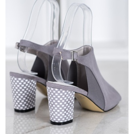 Goodin Sandale încorporate cu toc în carouri gri 1