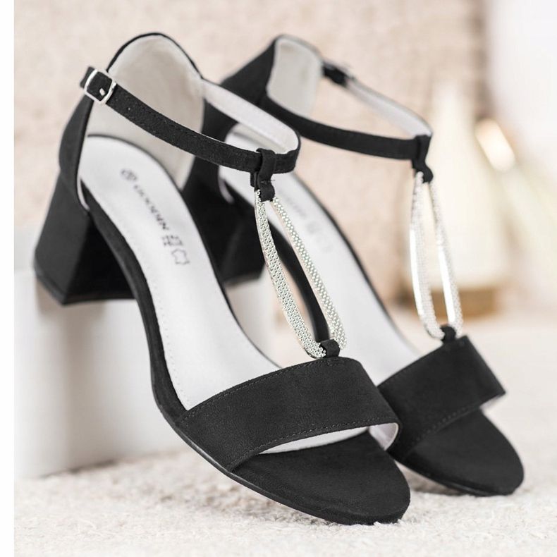 Goodin Sandale elegante cu toc negru 1