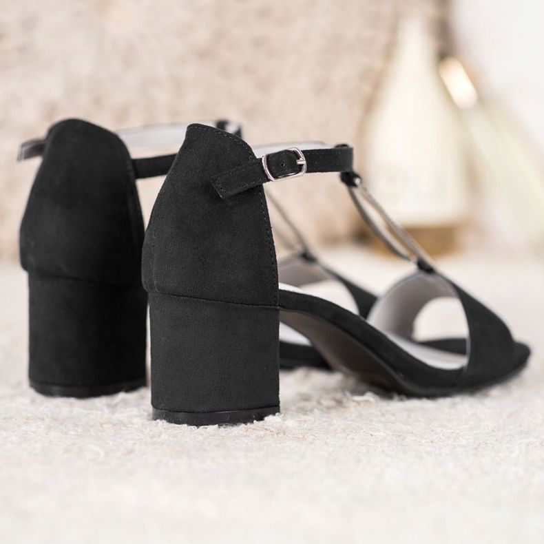 Goodin Sandale elegante cu toc negru 2