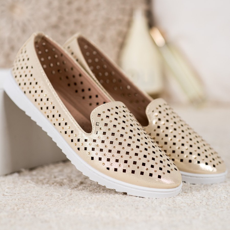 Renda Lorzi eleganți cu cristale galben 1