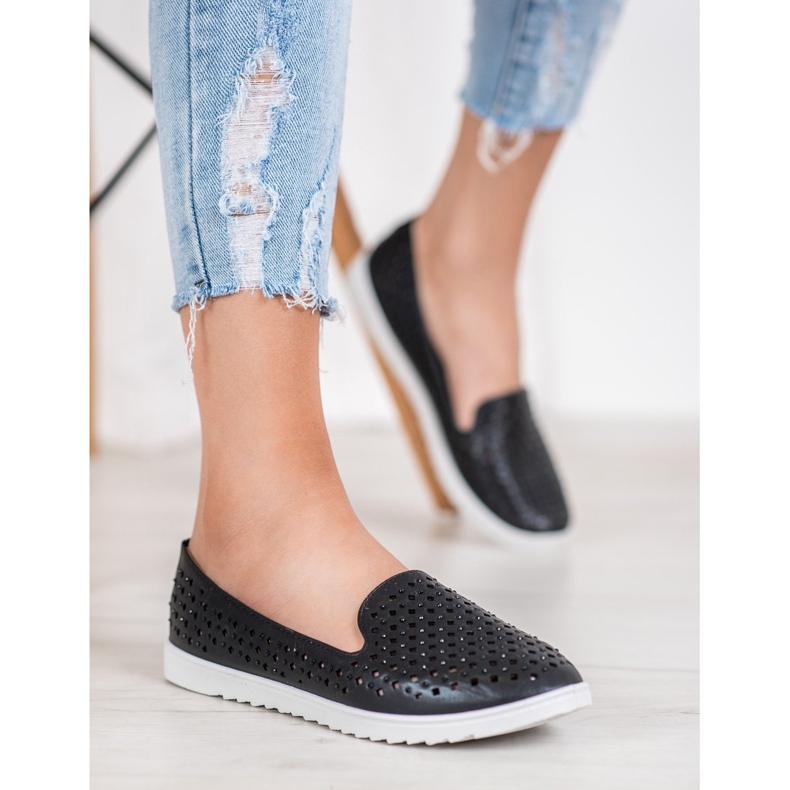 Renda Lorzi eleganți cu cristale negru 2