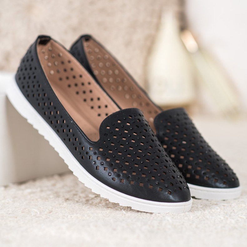 Renda Lorzi eleganți cu cristale negru 1