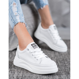 SHELOVET Adidași pe platforma fată drăguță alb 2