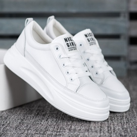 SHELOVET Adidași pe platforma fată drăguță alb 1