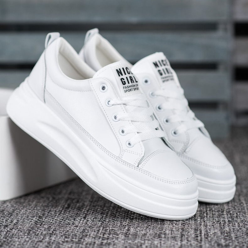 SHELOVET Adidași pe platforma fată drăguță alb 1