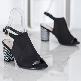 Goodin Sandale încorporate cu toc în carouri negru 2