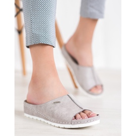 Papuci confortabili cu sclipici VINCEZA gri 1