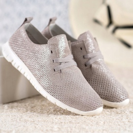 Pantofi din piele cu sclipici VINCEZA bej 1