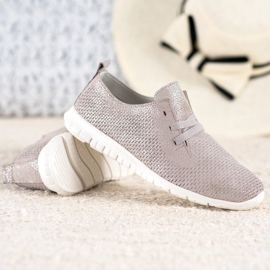 Pantofi din piele cu sclipici VINCEZA bej 2