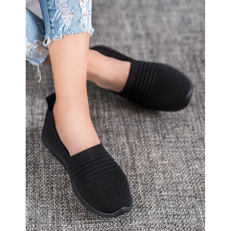 SHELOVET Slipons ajurati confortabili negru 1