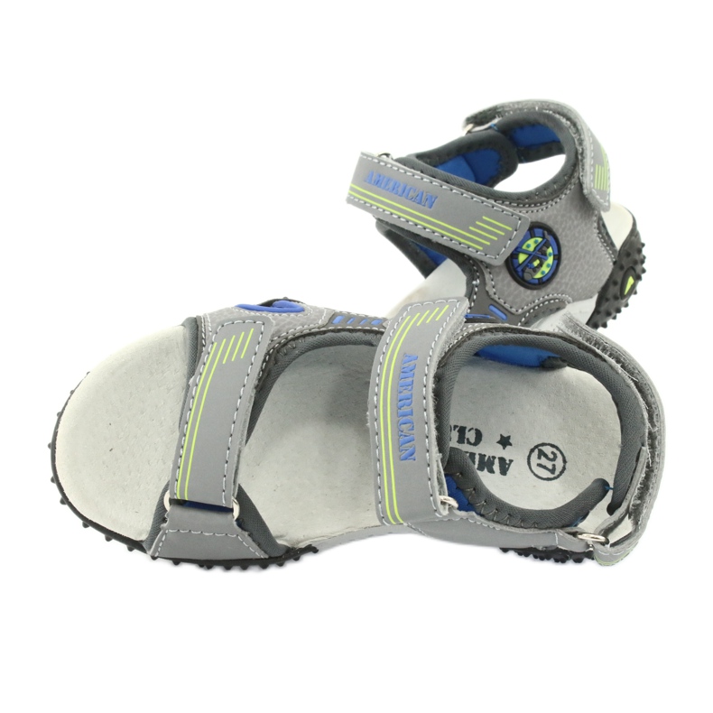 American Club Sandale americane cu branț din piele HL20/20, gri-albastru 4 American Club Sandale americane cu branț din piele HL20/20, gri-albastru 4