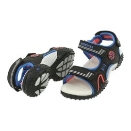 American Club Sandale americane cu branț din piele HL20/20, negru/albastru 3