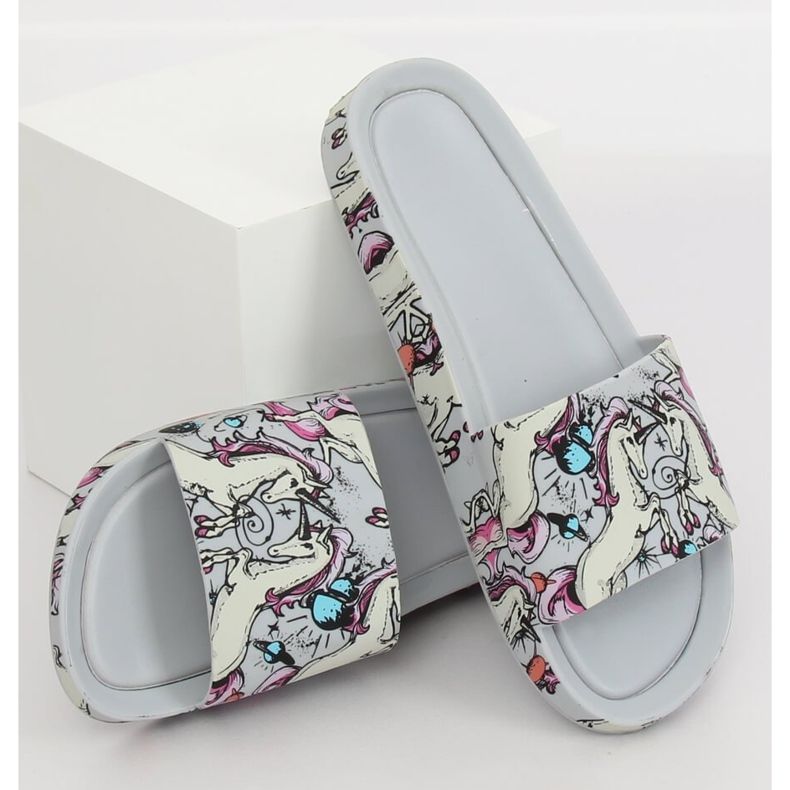 Papuci gri Unicorn CK83 Gri multicolor 1
