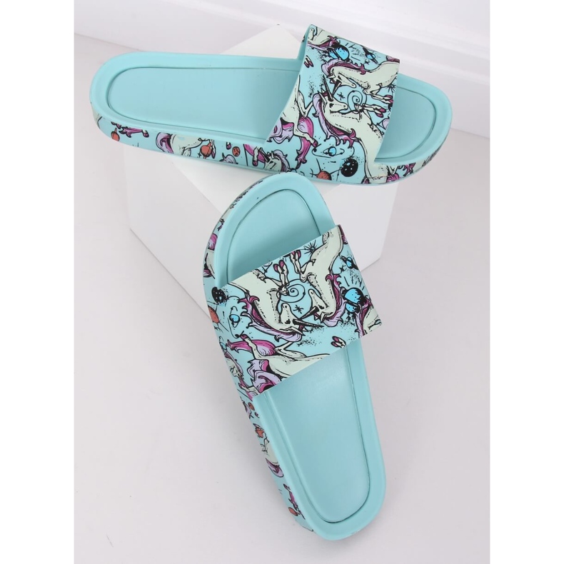 Papuci de culoare albastru unicorn CK83 L.BLUE 2