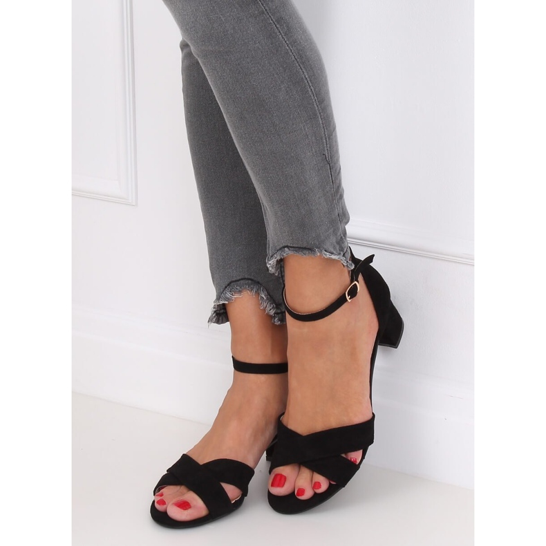 Sandale cu toc negru negru F189P Negru 2