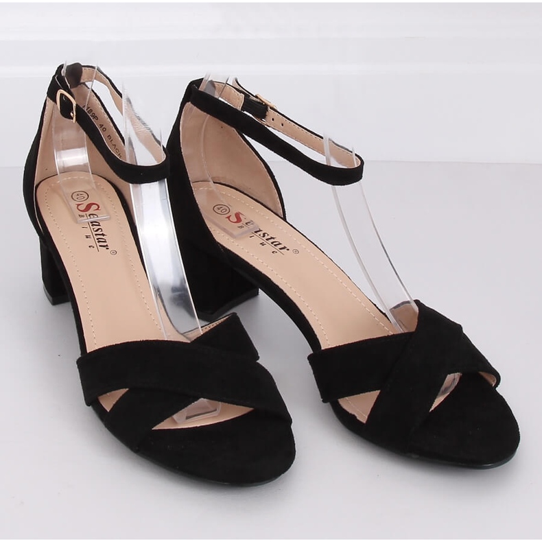 Sandale cu toc negru negru F189P Negru 1