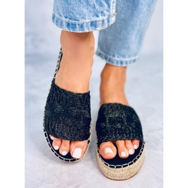 Papuci espadrile negre T353P Negru 1 Papuci espadrile negre T353P Negru 1