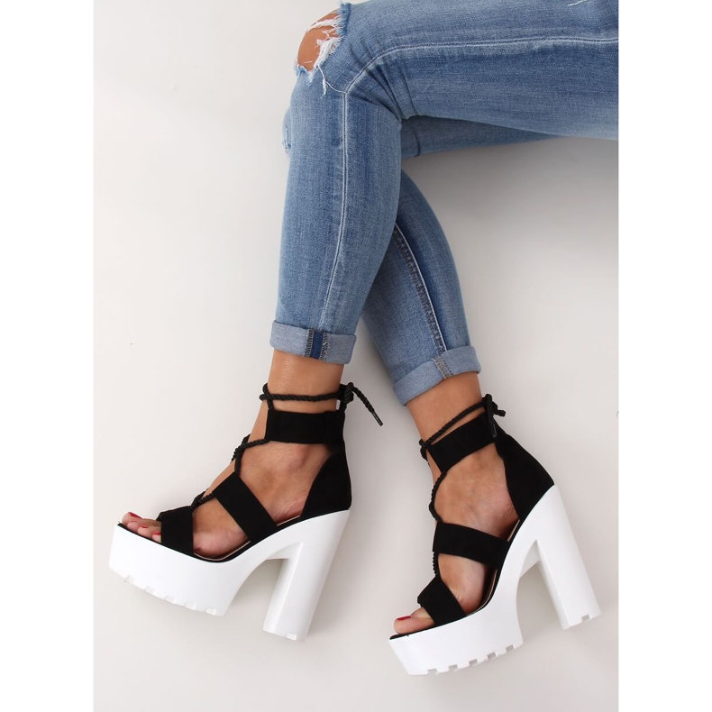 Sandale negre pe platforma NS120 Negru 1