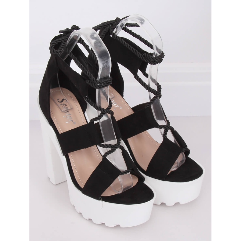 Sandale negre pe platforma NS120 Negru 2