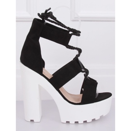 Sandale negre pe platforma NS120 Negru 4