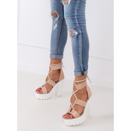 Sandale pe platforma bej și roz NS120 Bej 1