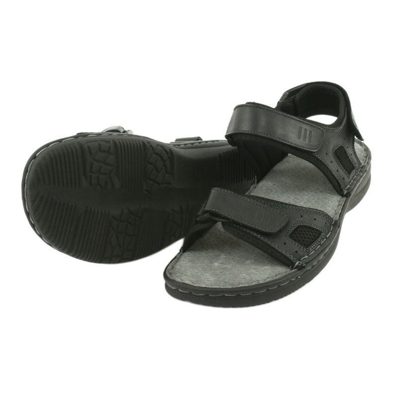 Sandale sport confortabile din piele American Club CY13 / 20 negru 4