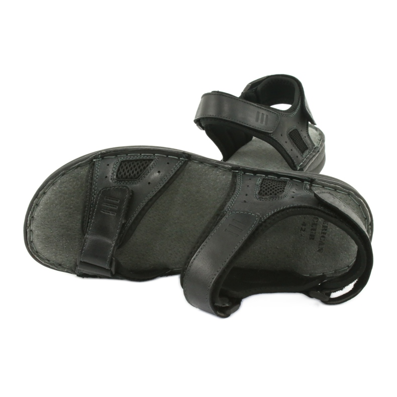 Sandale sport confortabile din piele American Club CY13 / 20 negru 5