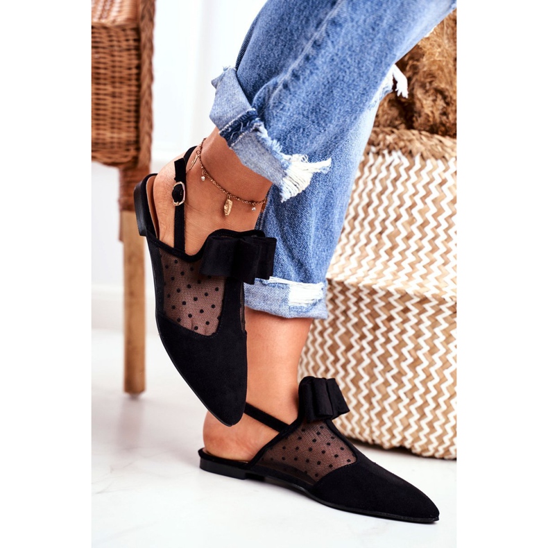Lu Boo Ballerina Bows pentru femei Mule Domino Black negru 1 Lu Boo Ballerina Bows pentru femei Mule Domino Black negru 1