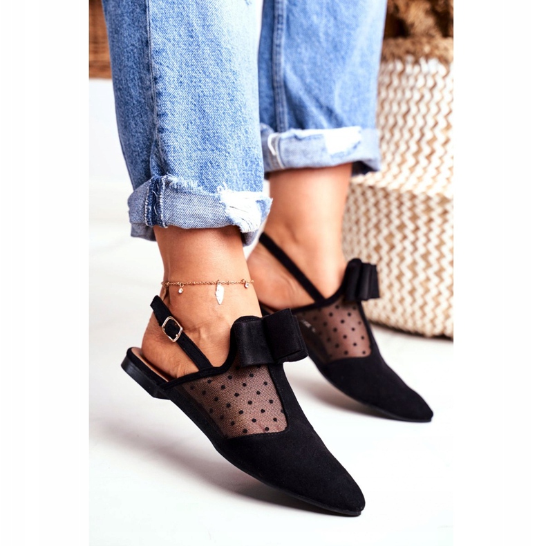 Lu Boo Ballerina Bows pentru femei Mule Domino Black negru 2 Lu Boo Ballerina Bows pentru femei Mule Domino Black negru 2