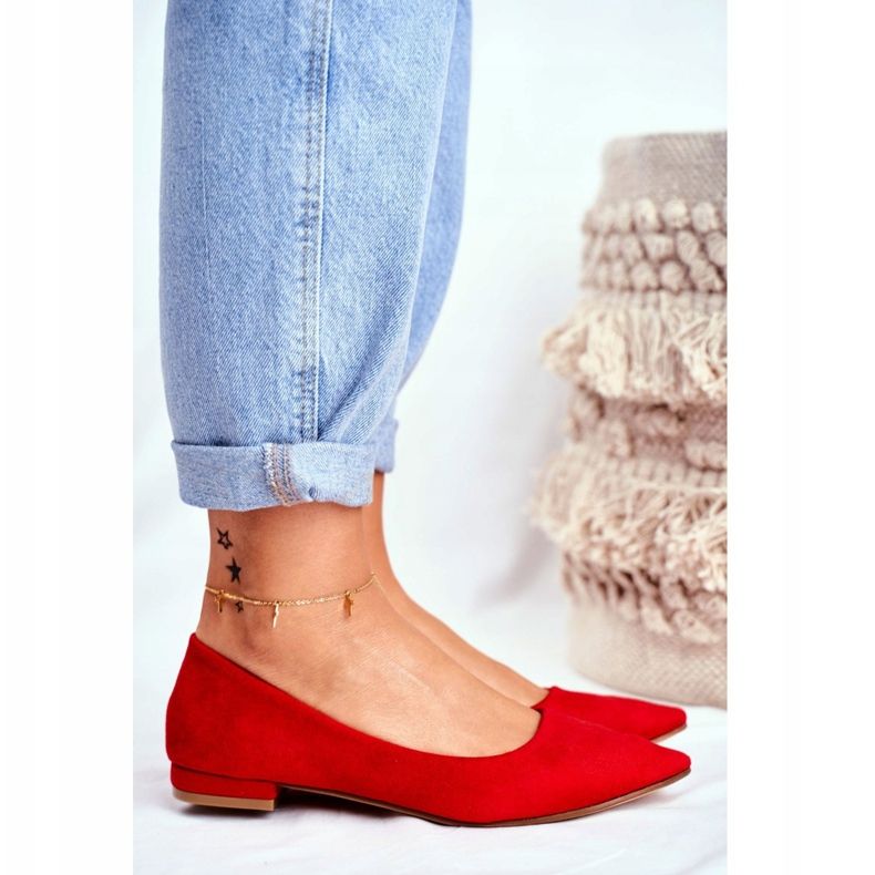 EVE Balerini pentru femei în piele spitz roșie Westley roșu 2