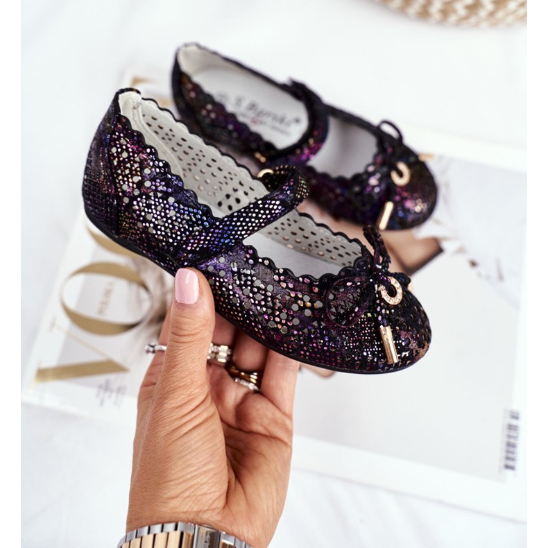 S.Barski Balerini negri pentru copii, cu velcro Barski Remtro negru 2