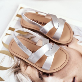 FRROCK Sandale Slip-on pentru copii cu bandă elastică Silver Bambino gri 1